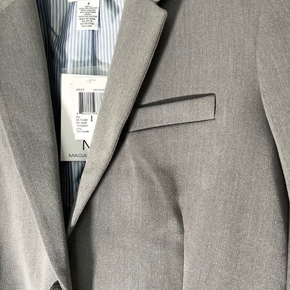 Career Blazer by Magaschoni Lined 2-Button in Heathered Gray (8) New with Tag - Picture 6 of 12